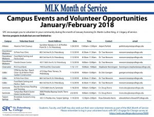 MLK Month of Service events lists