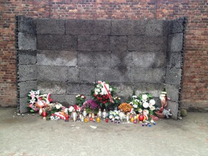 A memorial now, this wall was where prisoners lined up awaiting execution. 
