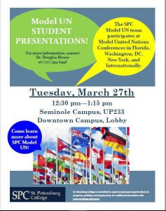 Community Week Model UN Student Presentations flier