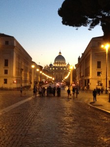 The Basilica at dusk.