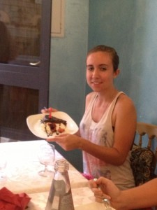 Lily enjoys her 17th Birthday Cake in Rome....it was not as good as GELATO.
