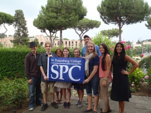 With our gracious host, Antoinette Hurtado, Public Affairs Officer for the American Embassy to the Holy See.  Oh, and Palatine Hill in the background. 