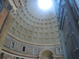 Sunshine shining through the dome of the Pantheon