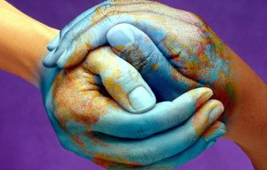 hands globe
