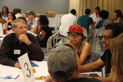 Students, staff and industry professionals in the field of art and entertainment discuss the industry, their goals and ongoing projects during the Arts & Entertainment Speed Networking Event on Thursday, Oct. 9 at the St. Petersburg/Gibbs Campus.