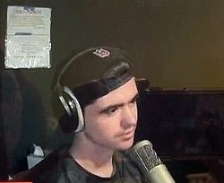 Cody Haynes in front of mic