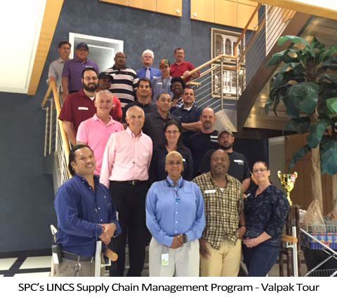 SPC's LINCS Supply Chain Management Program - Valpak Tour Group Photo on stairs