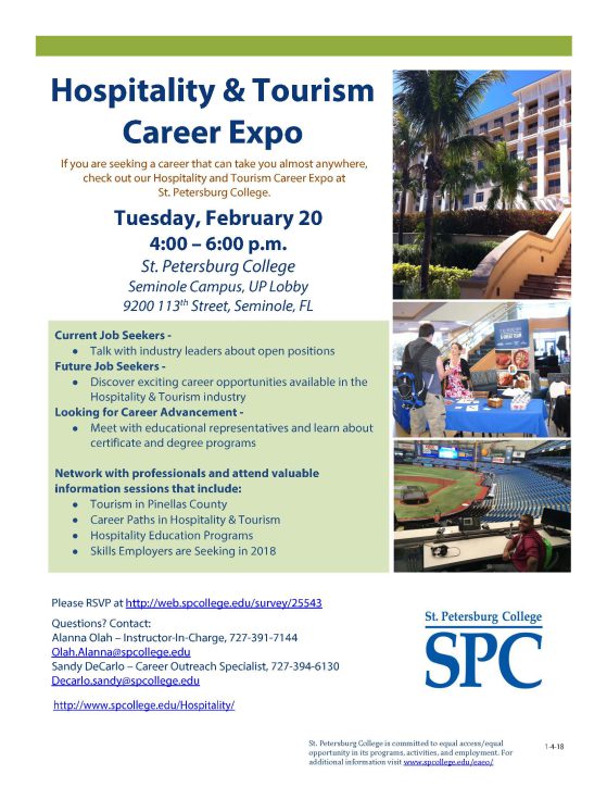 Flier for hospitality and tourism management career expo