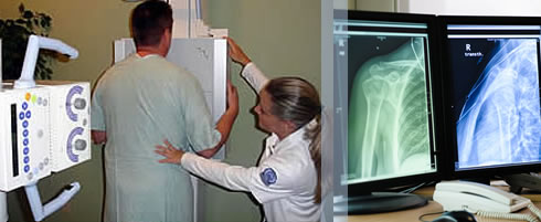 Photo collage of radiography related images