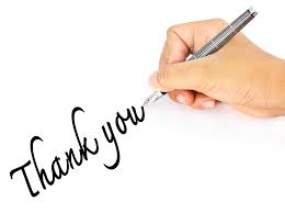 Hand writing Thank You in script