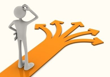 Stock art of stick figure trying to come to a decision