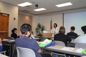 Students listen to Bayfront Medical Center employees during the Vocation Vacation!