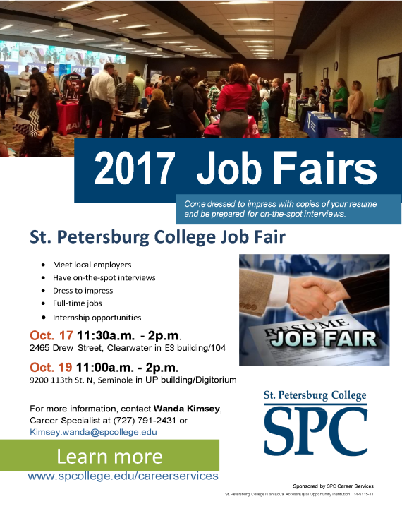 Fall 2017 Job Fairs flyer