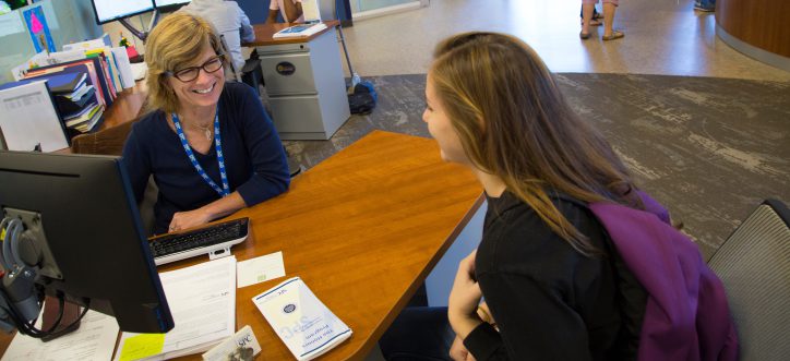Photo of student learning about work-study opportunities