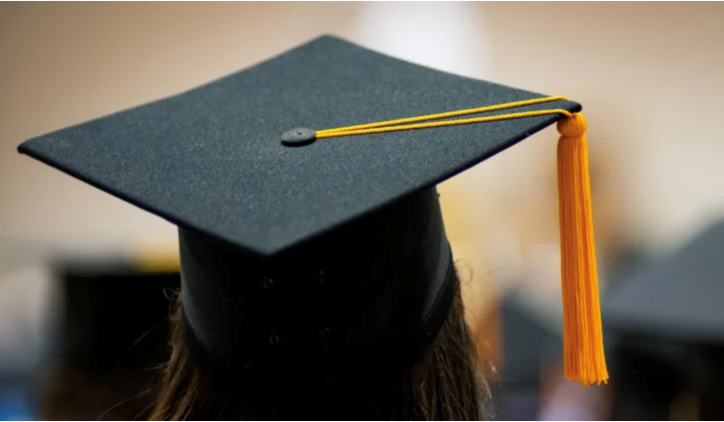 Woman wearing graduation cap