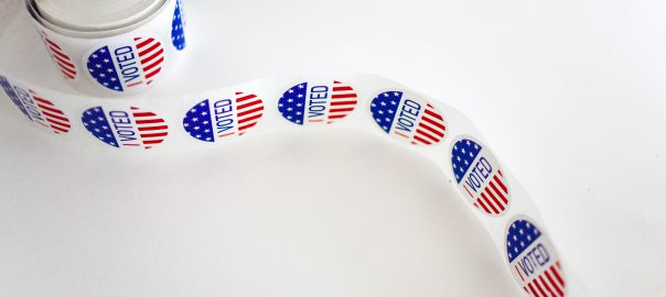 A ribbon of I Voted stickers.