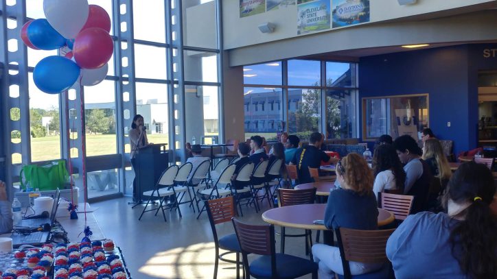 Students at the Seminole Campus listening to a speaker