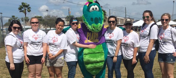 SPC Special Olympics Volunteers with Publix mascot.