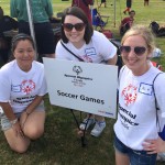 SPC College of Education volunteers helped directed soccer skills events at the Special Olympics.