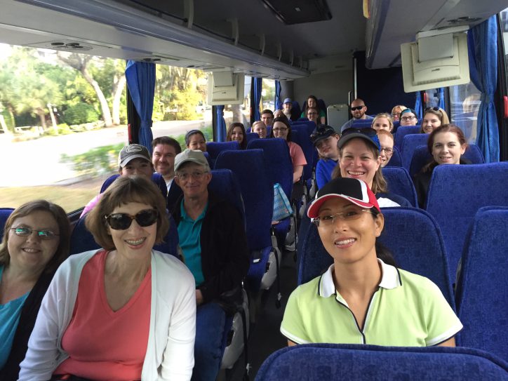SPC volunteers for the Special Olympics on the bus.