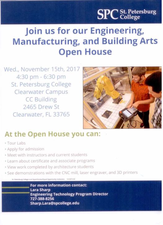 Engineering, Manufacturing, and Building Arts Open House flyer
