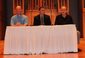 Dr. Michael J. Smith, Mark Strickland, and Frank Murtha are panelists for an Ethics Forum on Performance Enhancing Drugs at St.Petersburg College.