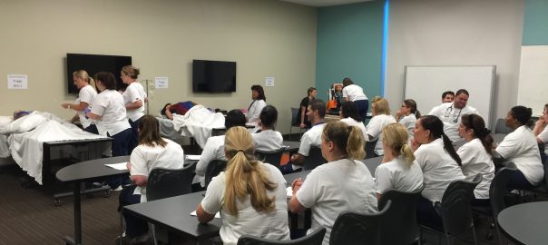 Students participating in the simulation