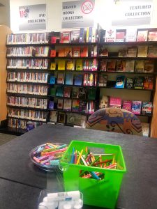 Photo of Banned Book display at the Tarpon campus library