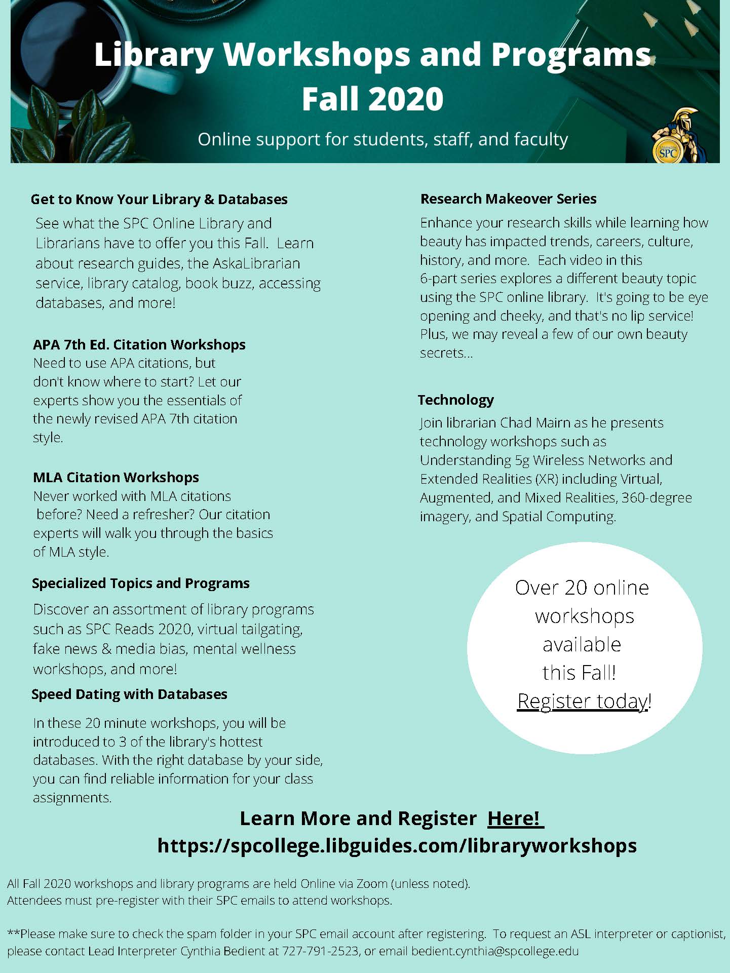 Library Workshops Promo Fall Workshops SPC Libraries - Learning Resources