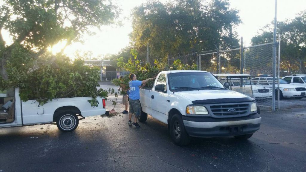 SPC facilities staff work to clear campuses of debris following Hurricane Irma