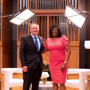 Dr. Williams poses for a picture arm-in-arm with Superintendent Kevin K. Hendrick.