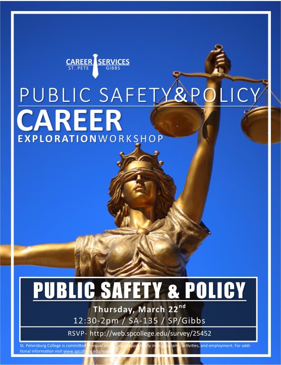Explore careers in public safety and public policy flier