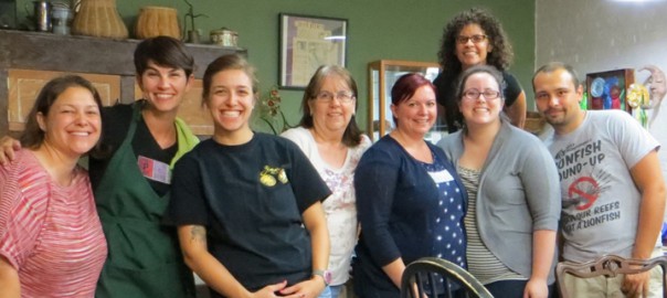 SPC professor Michelle Osovitz, left, joins students at Mason Metals Studio in Tampa for an active learning experience that integrates math, art and science..