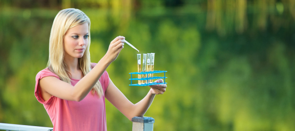 Student with test tubes
