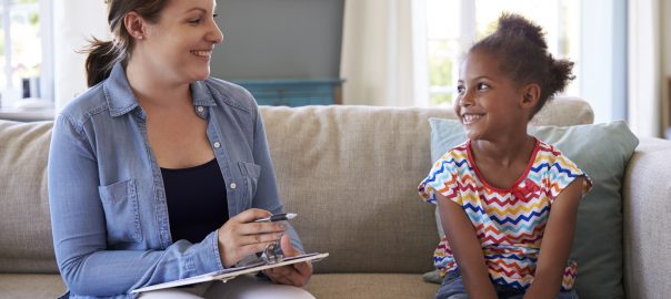 Girl speaking with counselor